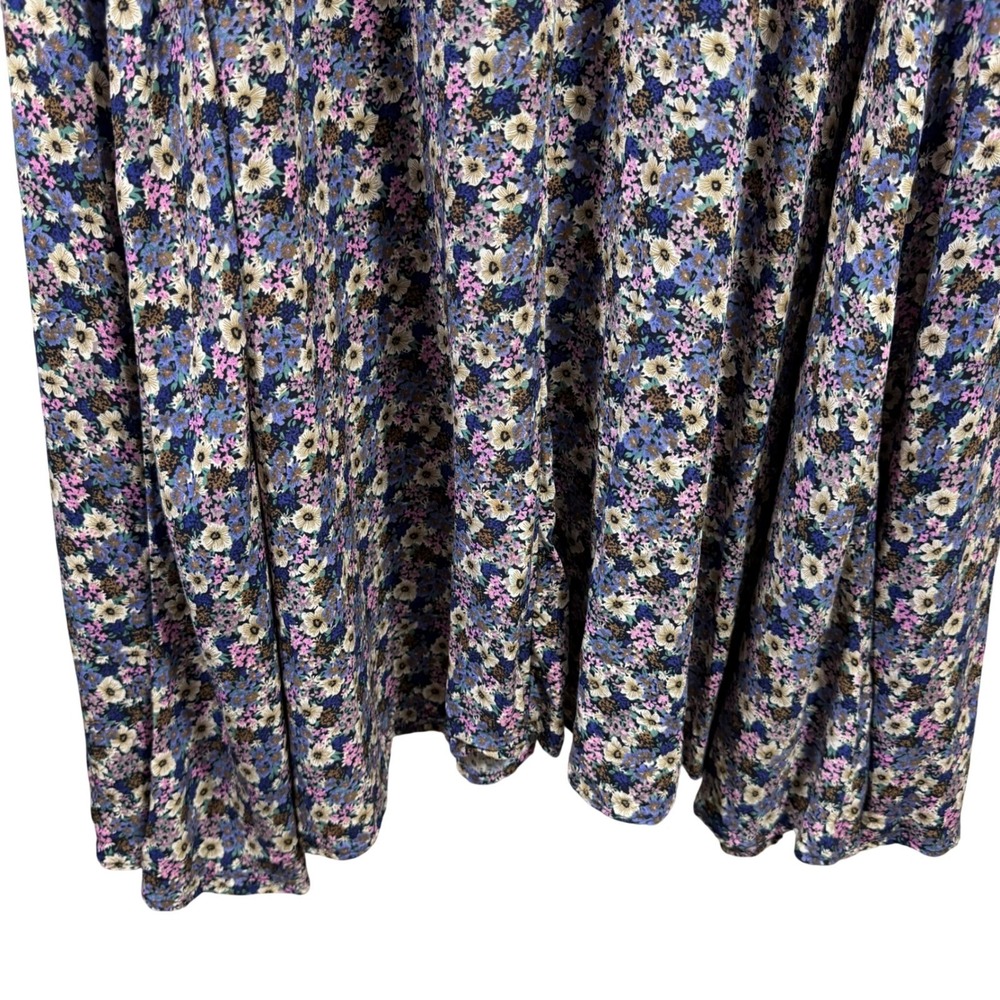Natural Life Floral Maxi Dress Womens Large Button Front Smocked Sleeve Boho L - Picture 10 of 13